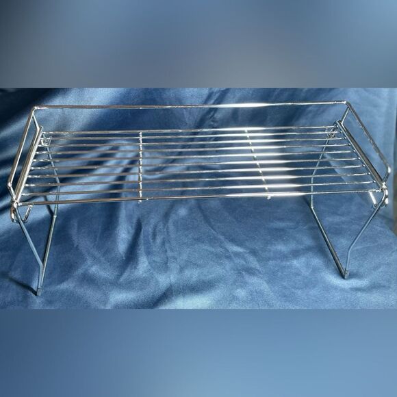 Freestanding Bathroom Metal Shelf, Silver Chrome Finish Collapsible EPC - Picture 1 of 11
